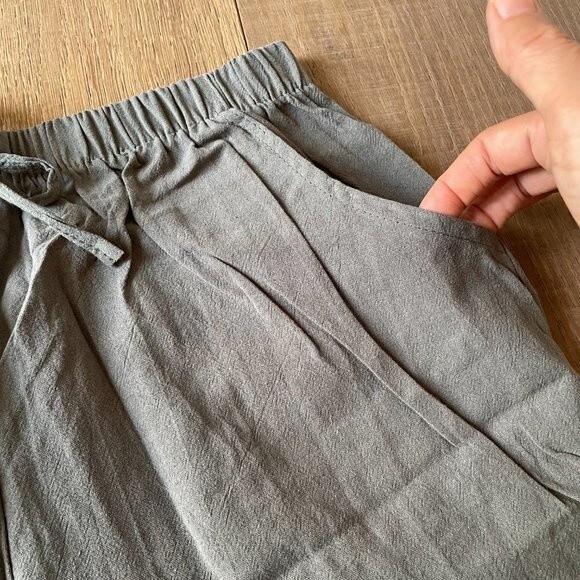 NWOT Women Solid High Waist Linen Blend Shorts Pants Beach Shorts (Size L) - Picture 4 of 7